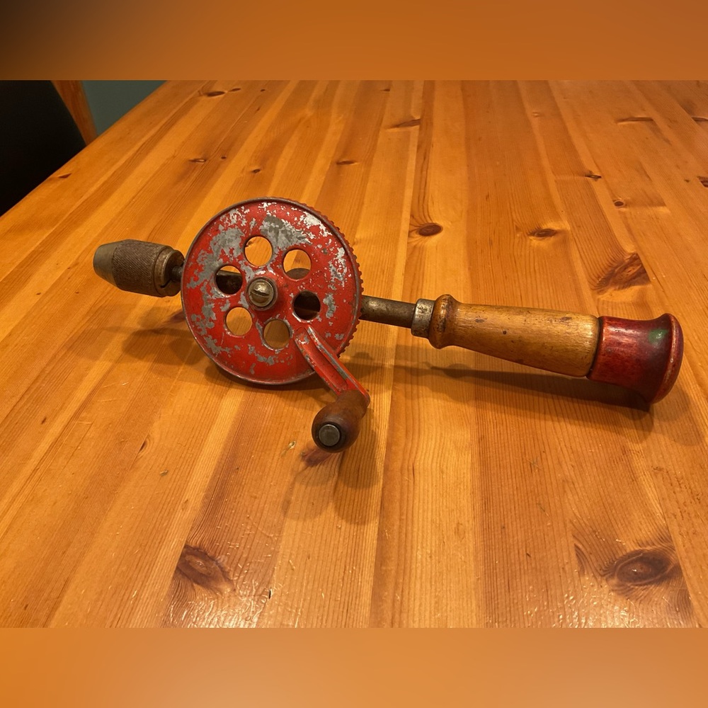 ANTIQUE HAND DRILL YANKEE NORTH BROTHERS INDUSTRIAL FARMHOUSE RUSTIC COUNTRY